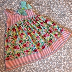 Bonnie Jean Pink & White striped floral dress. Size 2T. Excellent used condition